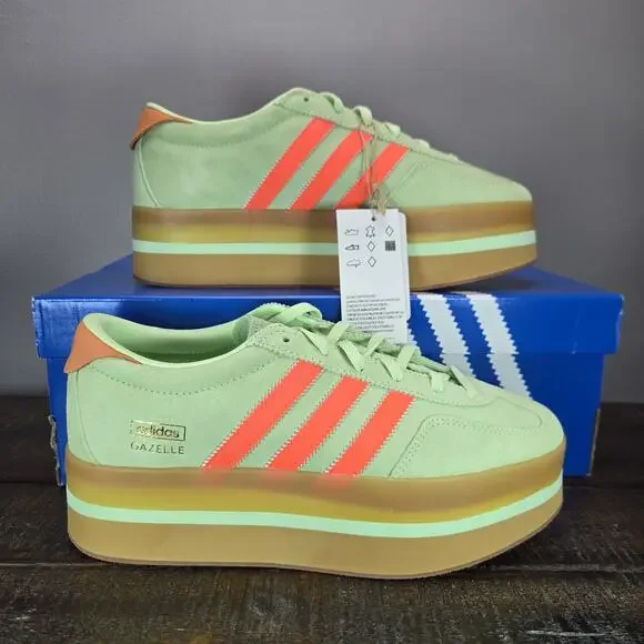 adidas | Shoes | New Adidas Gazelle Stack Womens Size 7 Platform Shoes Jr88  Green Solar Orange | Poshmark